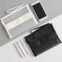 Nijian A4 fine grid vertical zipper bag Data package bag vertical collection bag books classification bag