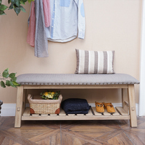 Solid wood home door shoe stool light luxury American retro home wearing shoes stool door stool entrance stool bedroom bed tail stool bench