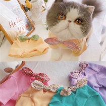 Bag cat candy colored bow tie pet T-shirt ins spring and autumn color hair-proof dog sunscreen cat clothes