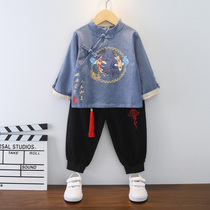 Boy Han clothes 2022 new children Spring and autumn Chinese wind high-end Tang fashion boy handsome young man clothes suit for spring clothes