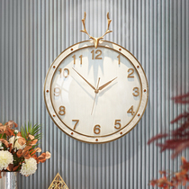 Minimalist light extravagant deer head hanging clock living room home creative timepiece modern fashion muted quartz clock personality hanging wall table