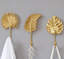 Nordic creative leaf wall decoration adhesive hook porch bedroom door rear adhesive hook American light luxury clothes hook
