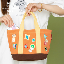 HIKOSEN CARA Kara cat patch handbag Japanese canvas female cute cat bento bag tote bag
