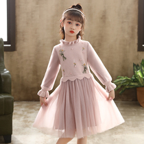 Girls dress Spring and Autumn Childrens Skirt Fengpeng Mesh Princess Dress Childrens Wear Bubble Sleeve Little Girl Autumn Dress