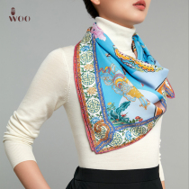 woo wu yunzhao wanji silk square scarf female mulberry silk all-match spring and autumn thin section western style scarf winter scarf