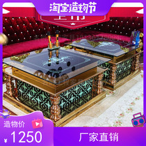 2021 new KTV luminous tea table rose gold bag room table tea table 7 colorful tempered glass tea table