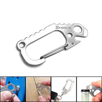 Outdoor EDC stainless steel multifunctional d-buckle quick hook multi-purpose keychain opener screwdriver carabiner