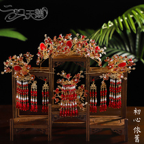 Bridal head decorated with new ancient wind hair accessories Chinese red atmosphere country tide wedding wedding dress gorgeous show and ancient decorations