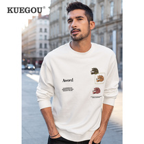 Cool clothes for mens round collar necropolis for mens spring Lazy Wind Micro Falling Shoulder Jacket Tide Embroidered Blouse 1297