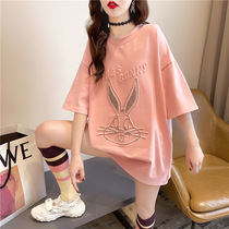 Pregnancy Woman Dress New Pink Short Sleeve T-Shirt Woman Han Edition Easy Summer Big Code Mid-Size Blouse Design Tide