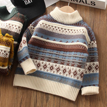 Childrens autumn and winter pullover sweater 2021 new childrens clothing Korean version of the boy thickened cardigan baby sweater tide