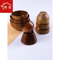 Japanese wooden bowl childrens baby bowl whole wood soup noodle bowl sand large and medium small set household combination wooden tableware
