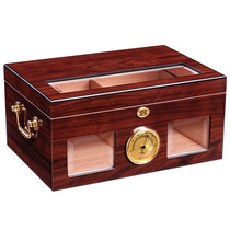 Eggplant Cigar Seal Moisturizing Box Cuba Cedar Wood Double Zone Store Boutique Large-capacity Baking Lacquered Box Suit HZ-1
