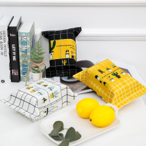 Net red ins wind fabric cotton linen tissue box Living room coffee table paper pumping box thickened cotton linen can be washed