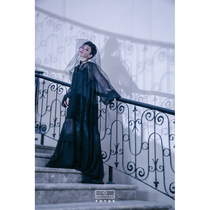 TUYUE Tsui Gaoding Dress Darkness Perspective V-neck Two-piece Irregular Skirt Dress