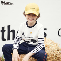 Childrens clothing Boys  autumn wear t-shirt long sleeve Western style sweater 2021 new autumn base shirt round neck t-shirt