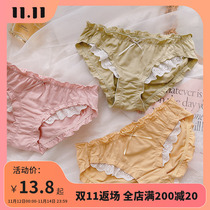 Japanese simple cotton girl underwear lace bow sweet and comfortable waist bag hip shorts female pure new product
