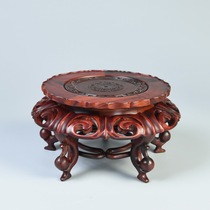 Qin book couple wooden carving Begonia vase base round base solid wood Buddha base antique porcelain base Wood