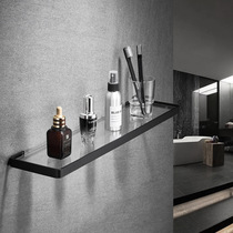 304 stainless steel bathroom bathroom glass shelf Wash bench Single-layer black makeup rack household countertop