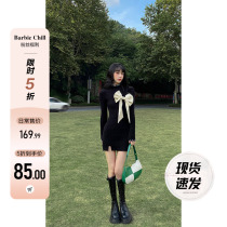 Aunt Barbie Knitted Dress Spring Sweater Skirt Woman Butterfly Knot Open Fork for a pure desire to hitch a bottom short dress