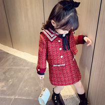 Next inss girls' chanel style suit skirt 2022 spring autumn new children's two-piece set girls' chi dress