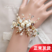 Luxury wedding gift creative gift atmospheric high-end gift bride wrist flower crystal pearl rhinestone gold baroque