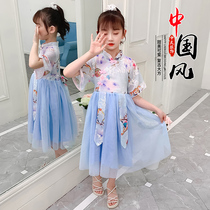 Hanfu girls summer thin section super fairy new 2021 summer summer light yarn childrens ancient style fairy Chinese style skirt