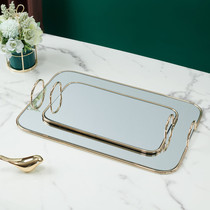 Nordic golden mirror trays Light and luxurious storage trays Home Living room shelves Decorative Pendulum Trays Cake Pastry Tea Tray