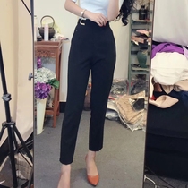 High-waisted suit pants womens nine-point pants small feet Harem pants children show thin wild straight casual pants summer thin section