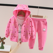 Childrens clothing girls foreign style spring and autumn three sets 3 baby Korean Leisure 4 children autumn girl clothes 1 a 2 years old