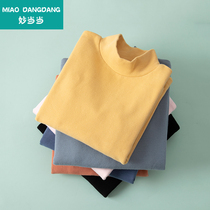 Miao Dangdang Childrens Cotton Autumn Clothes Top Single Winter Thermal Underwear Boys and Girls Half Turtleneck base shirt Baby