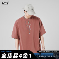 Summer new 2021 simple and versatile short-sleeved T-shirt boys Japanese fashion brand letter print European and American loose tops