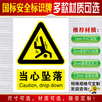 Beware of falling warning signs Do not work at high altitude Do not wear a seat belt Be careful of falling objects Drop objects fall to prevent smashing Do not climb close to the edge Safety warning Warning signs