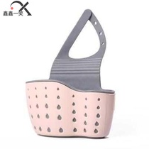 Kitchen drenched blue drain basket with large dishcloth hanging blue brush bowl cloth storage sink faucet leak E