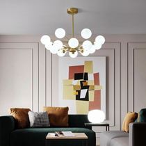 All-copper lamps and lanterns Modern minimalist style living room chandelier atmospheric home dining room bedroom Nordic magic bean net red light decoration