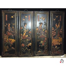 Wooden lacquerware four beauty screen engraving first-class very exquisite ancient screen