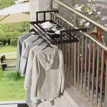 Balcony shoe rack drying rack hanging railing hanger drying rack towel bar anti-theft net stainless steel window telescopic hanger