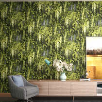 Nordic ins green plant background wall paper Rainforest theme restaurant dining pastoral style wallpaper
