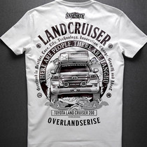 Cross-country Lakes Season New short sleeves T-shirt mens pure cotton printed half sleeves LC200 Toyota Land Tour youth pop