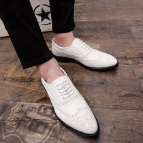 2022 new Bullock leather shoes mens Korean version heightening wedding boomers Inn hairstylist Mens shoes white casual shoes