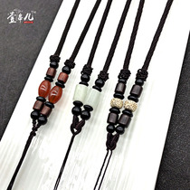 High-end pendant lanyard mens and womens sweater necklace rope jade obsidian Jade Bodhi hand-woven long section