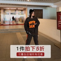 (Take a 50 percent off) plus velvet sweater female loose Korean version of winter Hong Kong style letter round neck pullover thick top