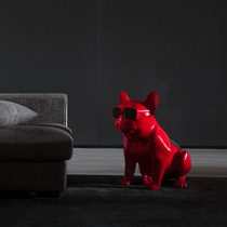 Red cool sunglasses dog animal ornaments glass fiber reinforced plastic cartoon model room bedroom living room commercial space sculpture soft decoration