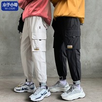 Muzi Xiaoge overalls mens Hong Kong trend brand loose straight pants large size drawstring large pocket casual long pants