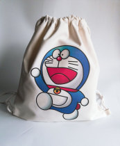 Style Rice White Canvas Double Shoulder Draw Rope Bunch Pocket Brief Environmental Protection Travel Backpack Pattern Sap Cloth Bag Customizable