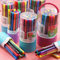 True color washable watercolor pen 12 colors 18 colors 24 colors 36 colors 48 colors Childrens color pen set painting brush Nursery school beginners professional art hand-painted pen Primary school students with color pen graffiti pen