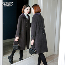 Haining sheep shearing fur one-piece coat womens mid-length 2021 new granular velvet wool mink fur coat