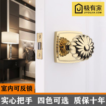 Yibai gold luxury indoor door lock French pumpkin ball lock silent toilet bathroom lock wooden door handle