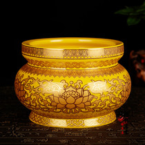  Buddhist supplies Buddhist utensils Wordless ceramics True golden Lotus incense burner for Buddha Buddha hall incense burner Heart Sutra incense burner