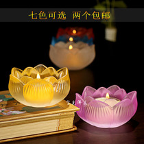 Yuantong Buddha for Buddha Glass ghee lamp holder Lotus Candlestick Buddha front lamp Colorful Candlestick Base Buddhist Supplies